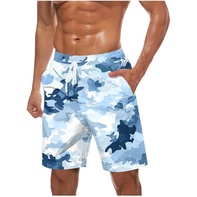 Pantalones Cortos para Hombre Cintura Elástica con Bolsillos Pantalones Cortos de Playa de Impresión de Moda Casual para Hombres