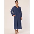 thumbnail image 2 of Camisón de hombre Camisón de dormir largo Camisón con capucha Pijama de camisón Azul marino XL, 2 of 5
