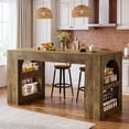 thumbnail image 4 of Finmind 63-inch Kitchen Island with Storage Shelves, Farmhouse Stationary Island Table with Spacious Top, for Kitchen, Living Room, Rustic Brown, 4 of 7
