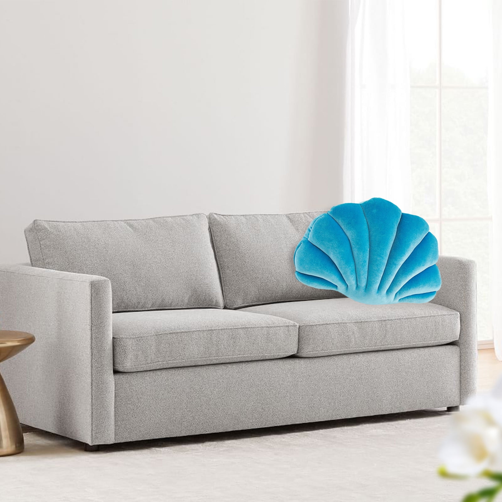 Coussin Décoratif En Forme De Coquillage 3D - Velours Doux, Décoration Plage Et Mer - Pour Canapé Ou Lit (35,6 X 28 Cm, Blanc)