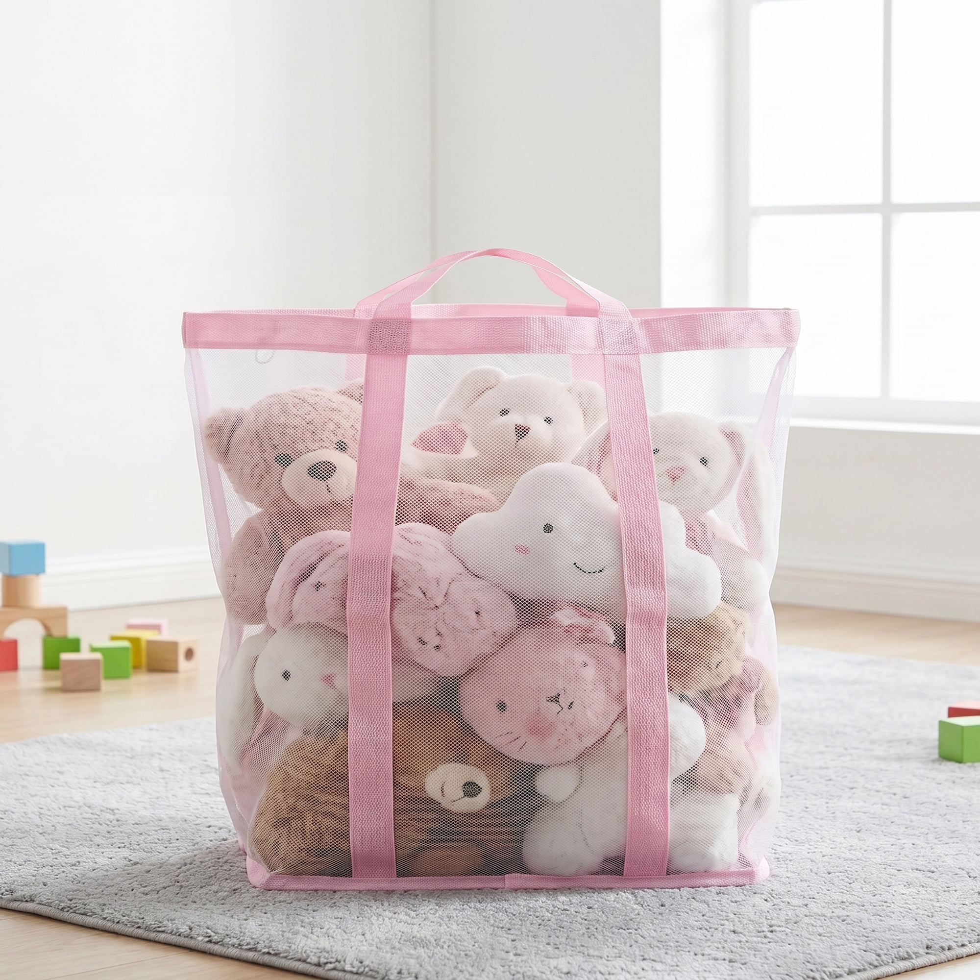 Unique Bargains Collapsible Polyester Laundry Hamper for Travel Use 15.7"x10.2" Pink