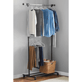 Mainstays 2Tier Chrome & Black Adjustable Rolling Garment Rack