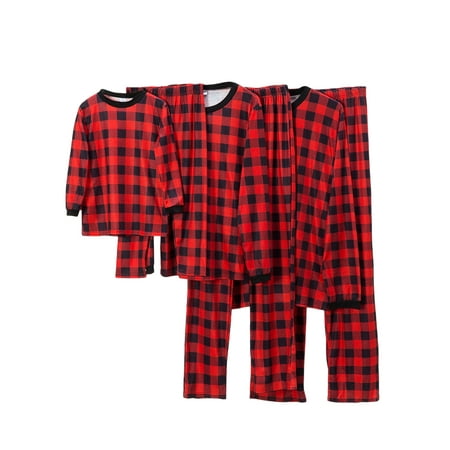 

Lajitongtong Christmas Family Pajamas Set Plaid Print Tops Pants Sleepwear Xmas Pjs