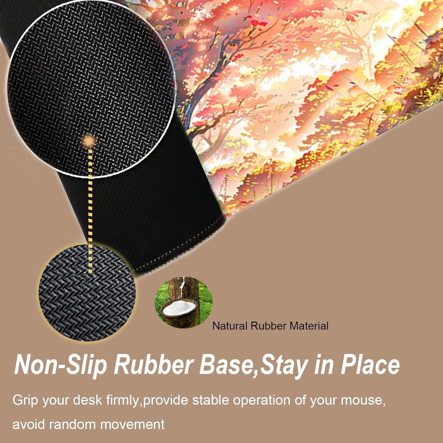 Gaming Mouse Pad 31.5x11.8 inch XL Large Extended Mouse Pad, Big Mousepad Desk Mat for Computer with Non-Slip Rubber Base and Stitched Edge-Maple Leaves