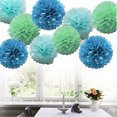thumbnail image 2 of VogueV Fluffy Tissue Paper Pompoms, 9-Pack 8" Flower Balls for Wedding & Christmas, Pre-Assembled Hanging Décor, Reusable Party Ceiling Orbs, 9 Paper Pom Poms (Three of Each Color), 2 of 2