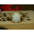thumbnail image 3 of ArtpalaceByMitika Natural Fire Opal & Ruby Wedding Ring, 925 Silver Ring, Moissanite Halo Ring, October Birthstone, Opal Promise Ring, Gift For Her, 3 of 6