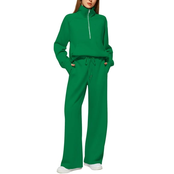 Conjunto de ropa Casly Lamiit para mujer, 2 piezas, verde invierno, talla M