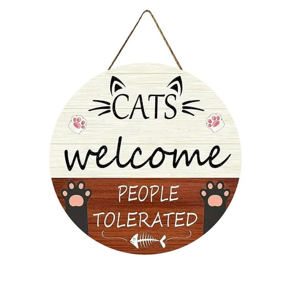 Hearth & Gear Cute Cat Door Sign Welcome Sign Wooden Farmhouse Home Sign Door Sign For Cat Lover Front Door Farmhouse Outdoor Home Wooden Wreaths Pineapple Front Door Sign Bathroom Ideas Porch Door