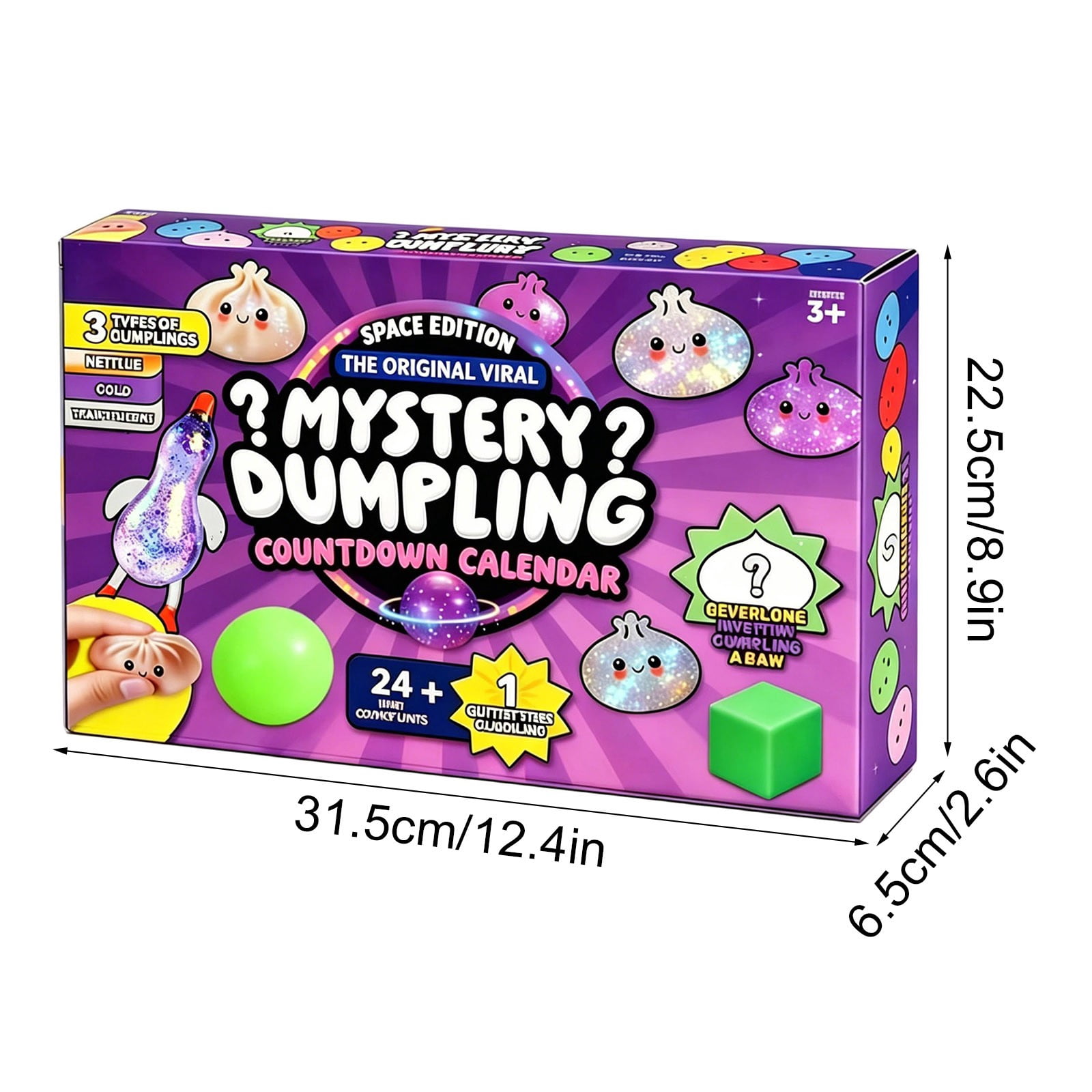 Dumpling Advent Calendar 24+1 Surprise, Space Edition Squishy Toys for Kids, Christmas Countdown Fidget Set, Net Texture Cold Touch Glitter Sensory Toy, Stress Relief Gift for Boys Girls