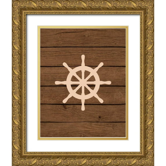 Robinson, Tamara 15x18 Gold Ornate Wood Framed with Double Matting Museum Art Print Titled - Nautical Wood Wheel