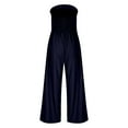 thumbnail image 5 of Lenpel Women's Strapless Jumpsuits off Shoulder Sleeveless Tube Top Pleated Wide Leg Rompers Casual Summer Outfits, 5 of 7