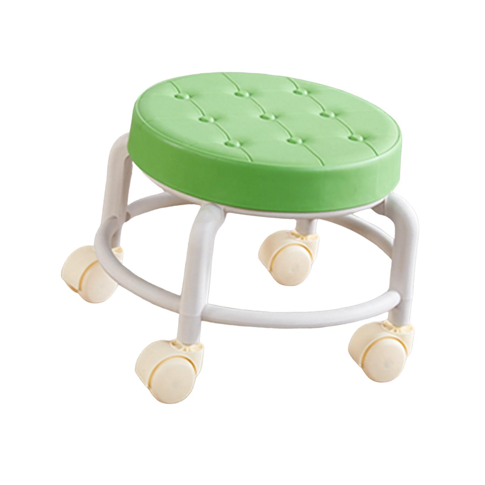 Roller Stool Pulley Wheels Stool Sturdy Comfortable Small PU Leather