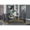 thumbnail image 2 of 7pc. 68" x 40" Glass Dining Set with 6 Chairs and Gold Stainless Steel, 2 of 4