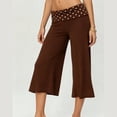 thumbnail image 5 of Resicozy Fold Over Pants Women Y2K Bottoms Yoga Pants Low Rise Foldover Flare Legging Summer Wide Leg Trousers Brown 2XL, 5 of 10