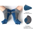 thumbnail image 4 of 5 pares de calcetines con punta para hombre, calcetines transpirables con 5 dedos, calcetines para correr de corte bajo, 4 of 7