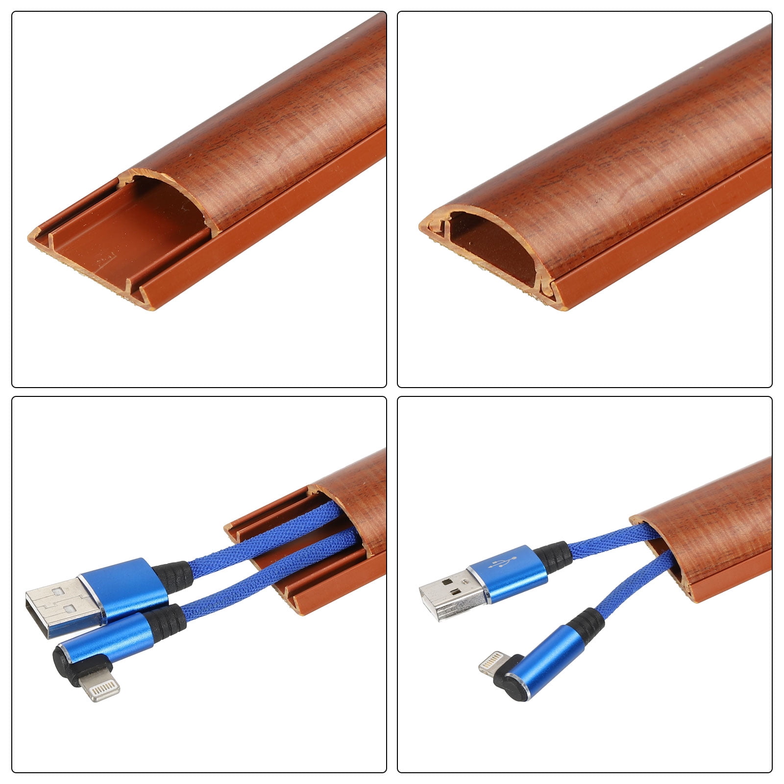 Unique Bargains Wall Cable Raceway Cord Cover Cord Hider Channel Self-Adhesive for TV Wire Dark Brown 39"x1.2"x0.4"