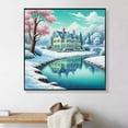 thumbnail image 3 of Riverside Winter Cottage Oil Painting Canvas Rhinestone Landscape 5D DIY Diamond Embroidery Set Gift, 30*30cm, without frame.,4135, 3 of 4