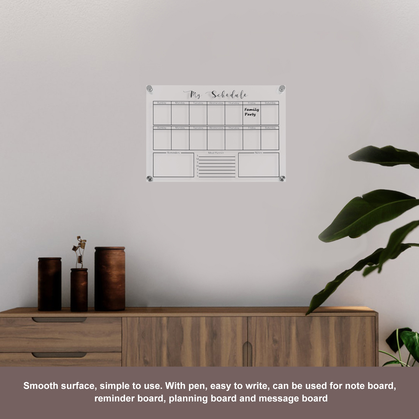 Weekly Planner Board Acrylic Note Dry Erase Clear White Calendar Hanging Small Office