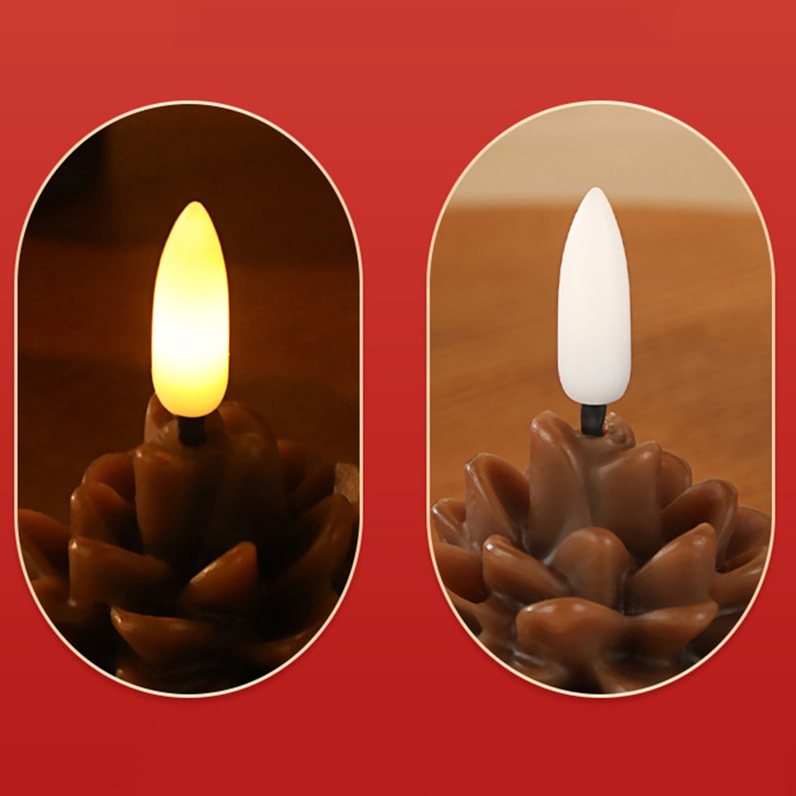 Christmas Pinecone Candles Flameless Decor LED Pinecone Candle Decor,Real Wax Unscented Battery Operated Candle for Thanksgiving Christmas Winter Holiday Decoration