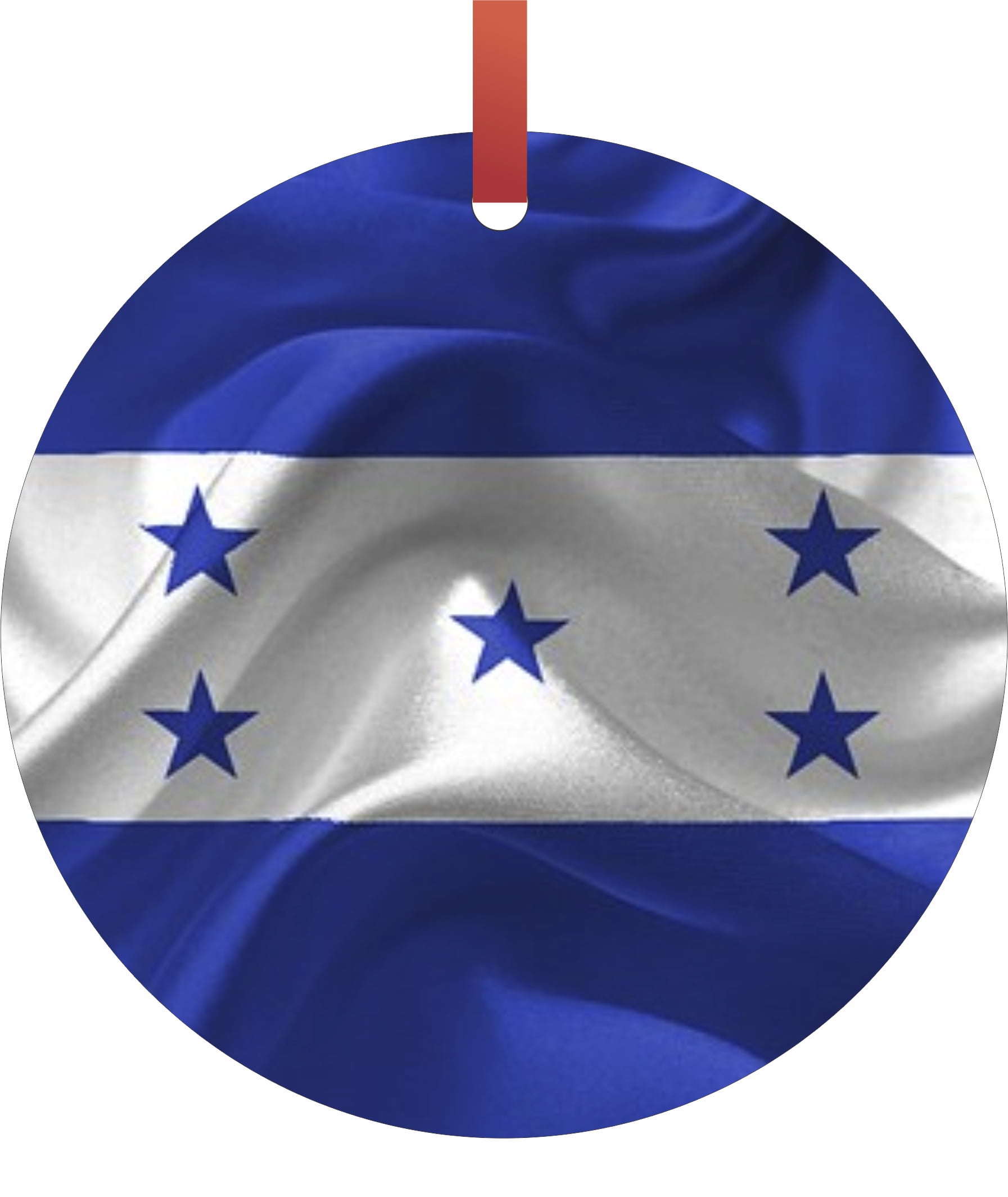 Honduras Flag Hanging Round Shaped Tree Ornament - (Flat) - Double