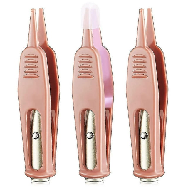 3 Pieces Nose Cleaning Tweezers With Led Light Round-head Safe And Effective Clip Care Ear Nose Navel Clean Tool Nipper Plier Pincet For Relieves Stuf