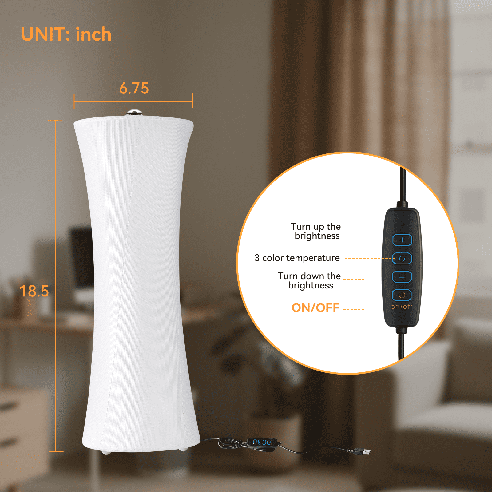 SUNMORY Table Lamps, Set of 2 Dimmable Desk Lamp with 10 Brightnesss Adjustable & 3 Color Temperatures, Warmer Lamp With Tyvek Paper Fabric Lamp Shade Small Lamp for Reading Nursing Night Light White