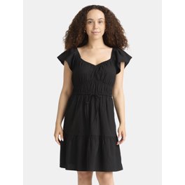 knit dress for work Made in USA Drawstring Ruched Side Rib-Knit Dress main image 0
