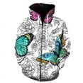 thumbnail image 1 of Sudadera con capucha y cremallera con estampado 3D de mariposas de dibujos animados para hombre y mujer, estilo urbano, estilo holgado, para otoño y primavera, talla 4XL, 1 of 6