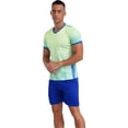 thumbnail image 2 of Sholeno Mens Soccer Jersey Short Sleeve Football T-shirt with Shorts Set Basketball Training Uniform Fluorescent Green L, 2 of 7