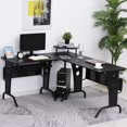 thumbnail image 1 of Topcobe Home Office L-Shaped Corner Computer Desk with Keyboard Tray, Black, 1 of 9