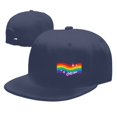 thumbnail image 4 of DouZhe Flat Brim Cap Snapback Hat, Rainbows Flag Prints Adjustable Blue Adult Baseball Cap, 4 of 6