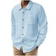 thumbnail image 2 of pstuiky Camisas casuales de manga larga para hombre, Camisa de lino con bolsillo y solapa con botones y manga larga de color liso para hombre Tops de talla grande para hombre xxl, 2 of 9