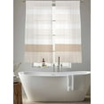 thumbnail image 6 of Brown Stripe Semi Sheer Curtains 63 Inch Length 2 Panels Set, Modern Rustic Horizontal Brown Striped Sheer Kitchen Curtain Privacy Voile Window Curtain for Living Room Bedroom Rod Pocket Drapes, 6 of 7