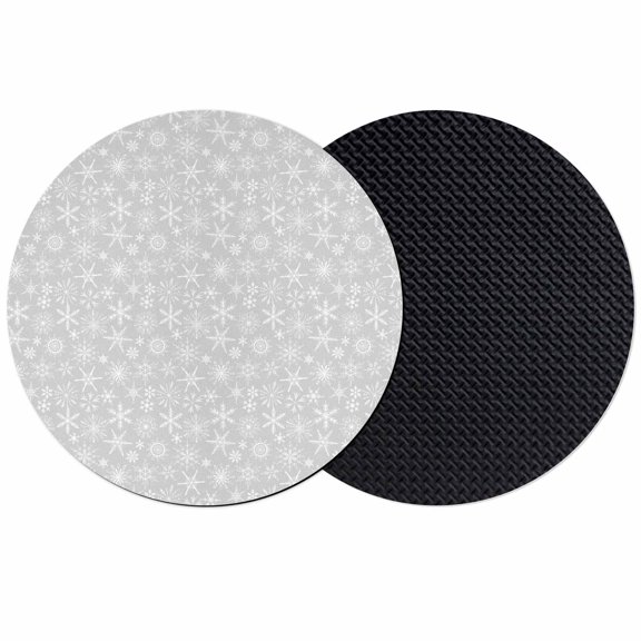 Grey Christmas Coasters Set of 2, Absorbent Coasters for Drinks, Vintage Winter Xmas White Snowflakes Coaster for Desk Coffee Table Protection, Home Decor House Warming Gifts 4"