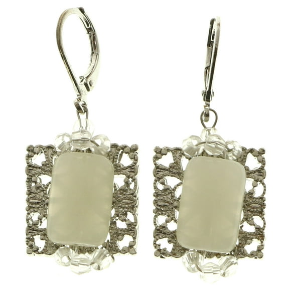 Mi Amore Dangle-Earrings Silver-Tone/White