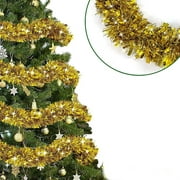 4 Pack Total 28 Ft Tinsel Garlands Christmas Tree Decorations, Thick Thin Metallic Streamers Xmas Garland Holiday Christmas Decorations Home Indoor Outdoor Party Supplies,Gold