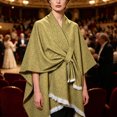 thumbnail image 5 of UTSJKR Women’s Speckled Knotted Wrap Poncho Cape Shawl with Fringe Trim Soft Warm Outer Cover‑Up for Fall Winter Daily Casual Fashion Outfit Yellow, 5 of 6
