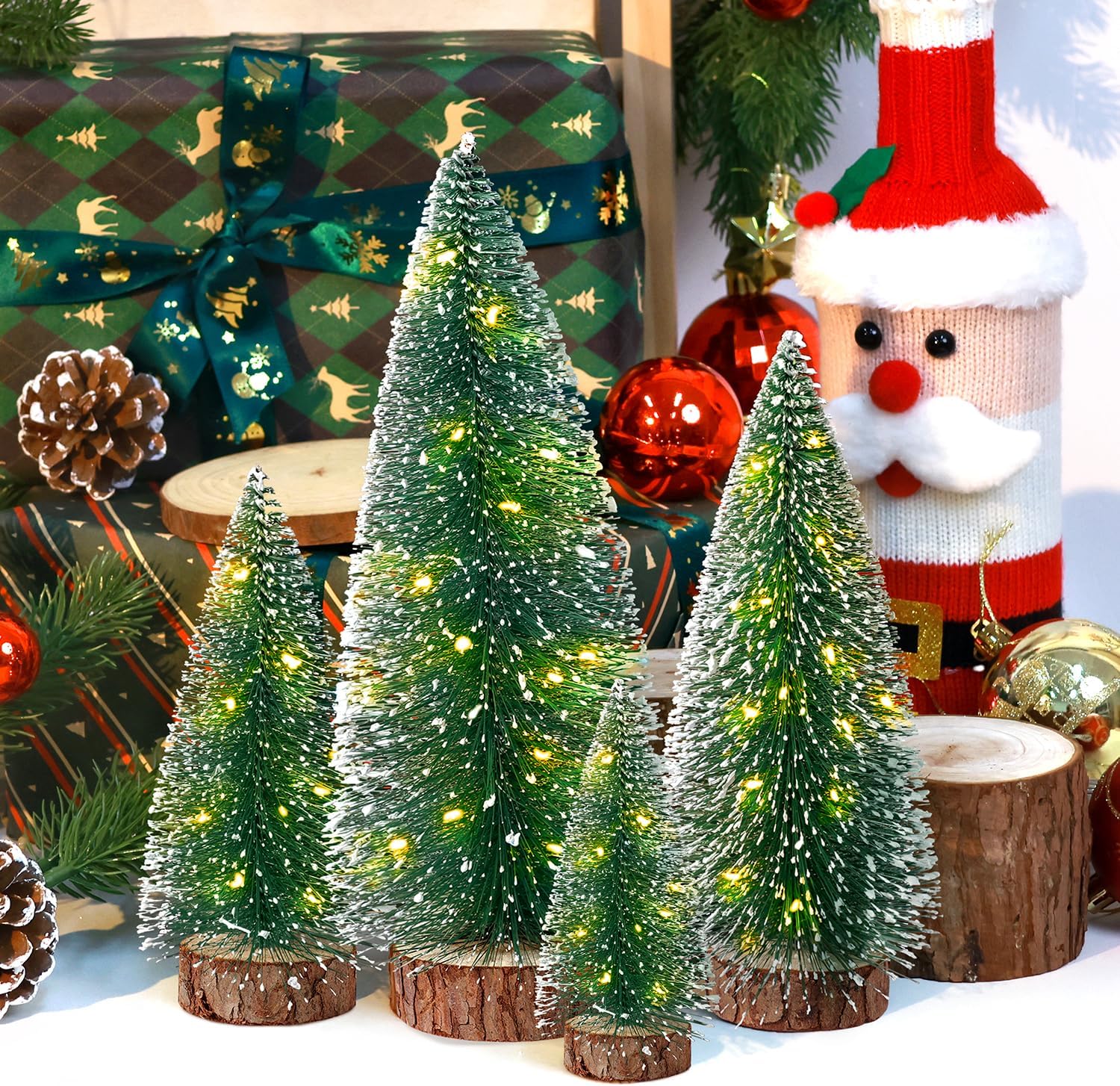 Ayieyill 4-Piece Mini Christmas Tree Set with LED Lights photo 4