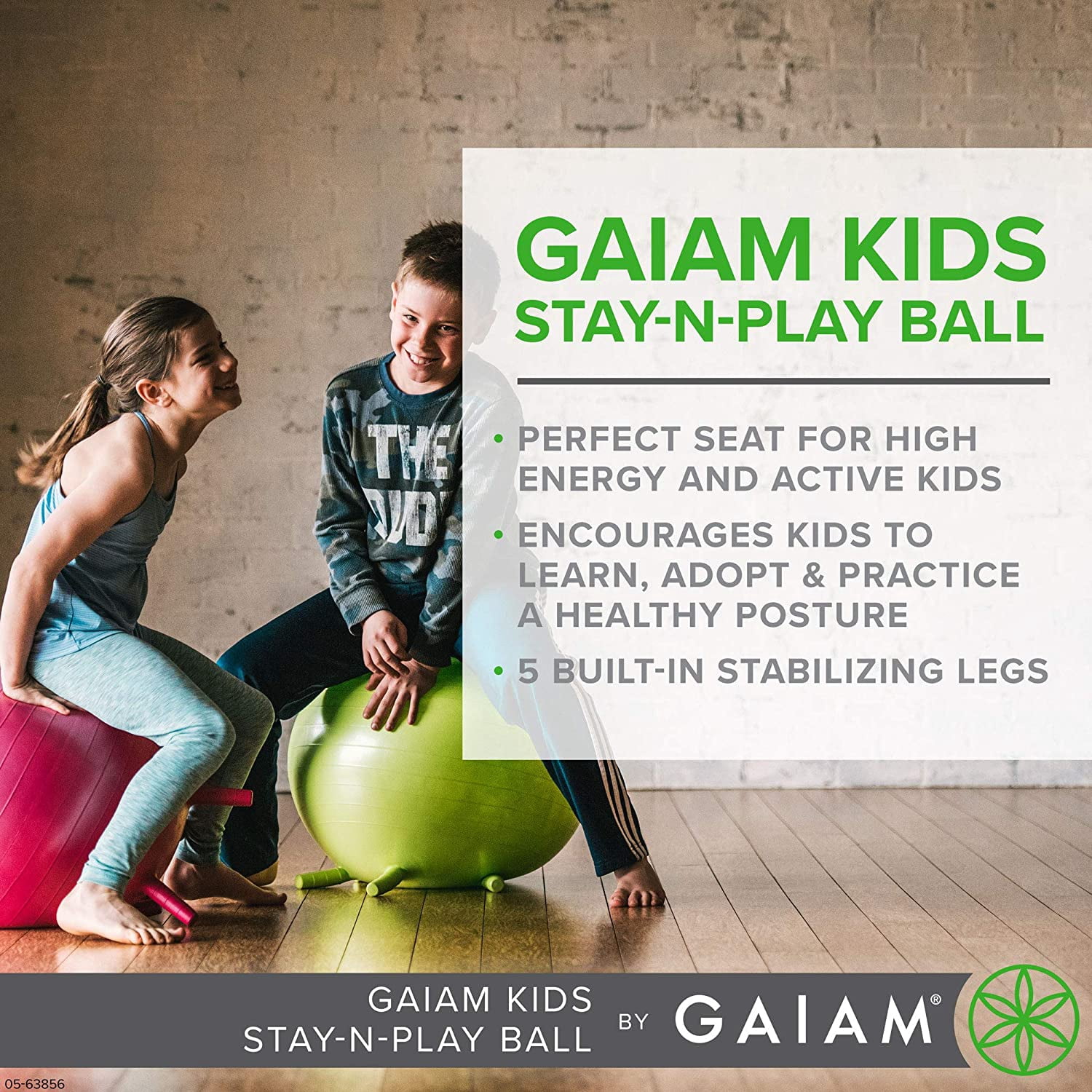 Gaiam Kids Stay-N-Play Balance Ball, Grey, 45cm