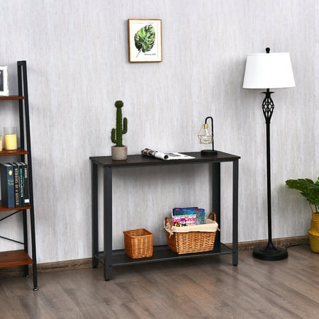 Costway Console Sofa Table W Storage Shelf Metal Frame Wood Look