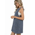 thumbnail image 3 of Womens Sleeveless Denim Dress Casual Summer Crewneck A Line Overall Mini Dress Jean Jumper Pinafore with Pockets Blue L, 3 of 6