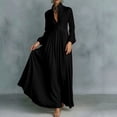 thumbnail image 4 of Miqool Women's Casual Maxi Dress Puff Long Sleeve Stand Collar Button Front Flowy Loose Fit Long Dress with Pockets, 4 of 7