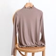 thumbnail image 5 of Women's Plus Size Long Sleeve Mock Neck Base Tee Top Trim Casual Lightweight Inner Wear Soft Shirt, 5 of 5