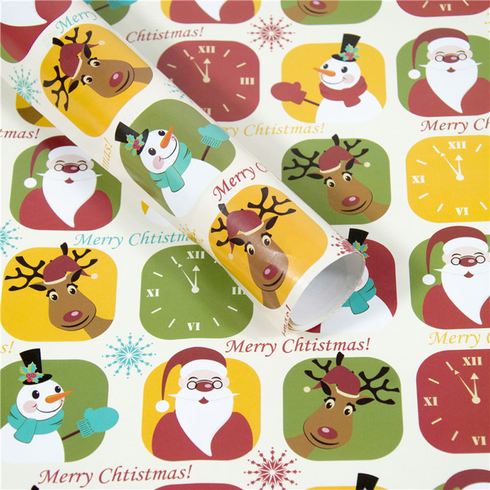Christmas Wrapping Paper Gift Present Tree Santa Wrap Decorative Party Roll Fast 