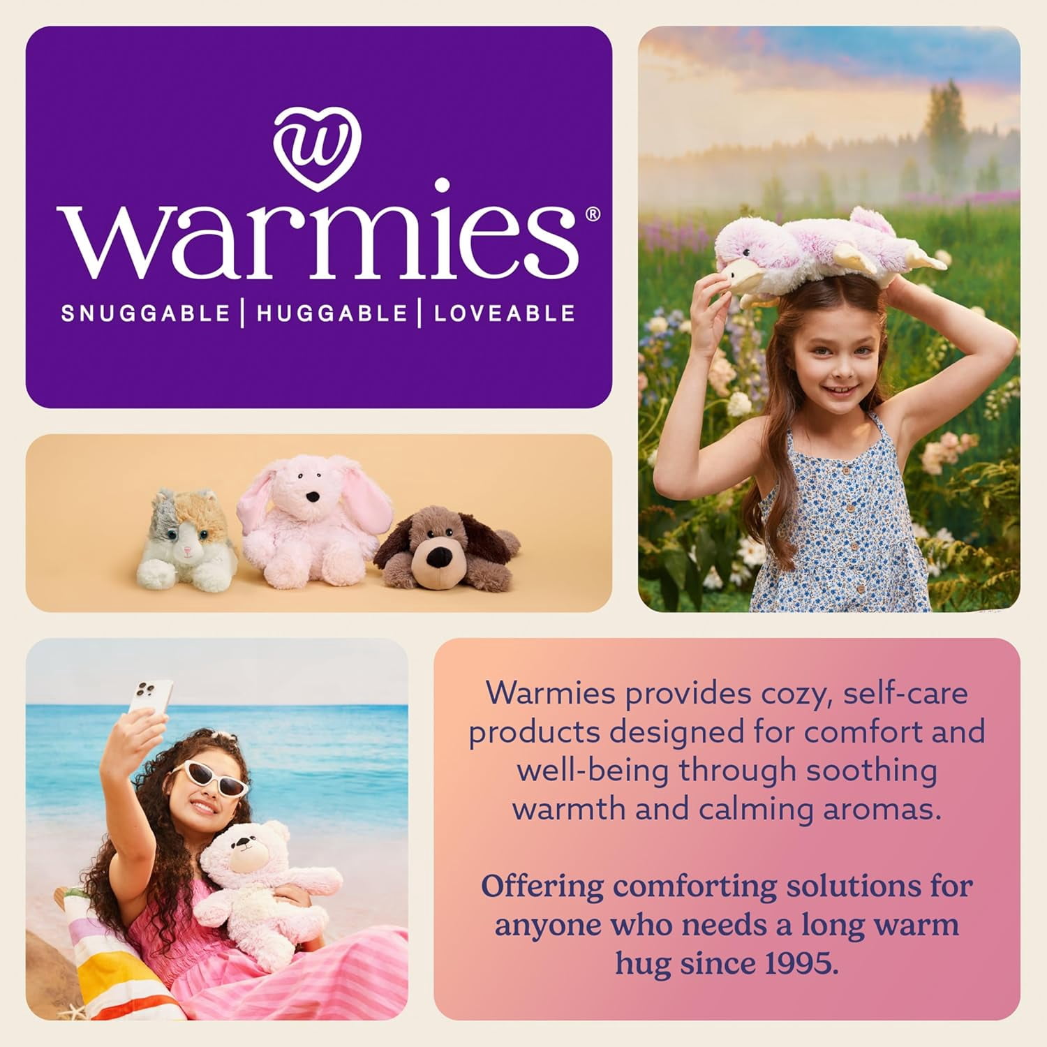 warmies 13” Laying Unicorn Stuffed Animal, Microwavable Heated Plushies and Weighted Soft Plush Toys