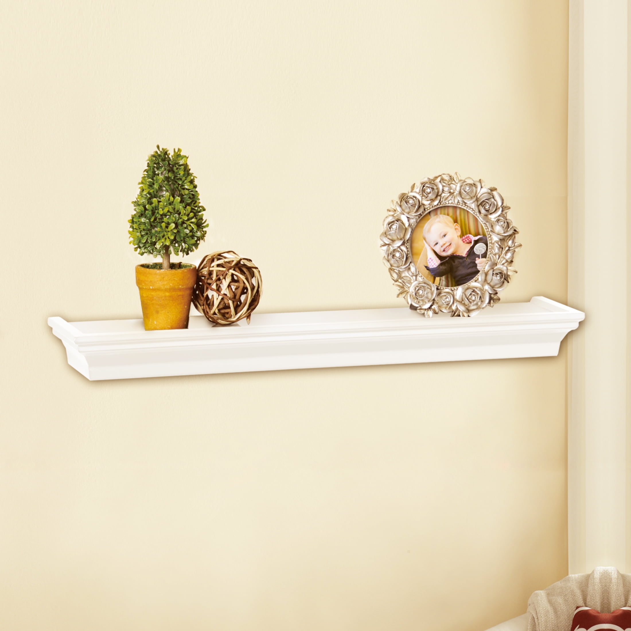 Mainstays 18" Plastic Wall Shelf, White
