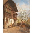 thumbnail image 2 of Georg Janny 12x14 Black Ornate Wood Framed Double Matted Museum Art Print Titled: Springtime on a Farm, 2 of 5