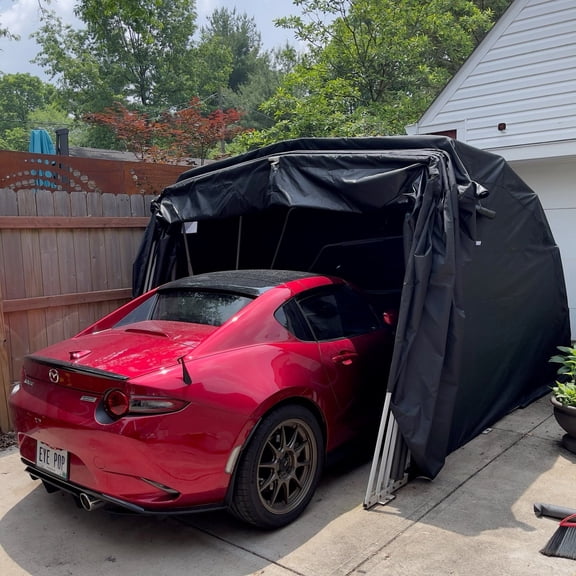 Ikuby Medium Carport,Durable Shelter  102.3 x 228 x 81.5 in, Black