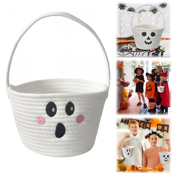 ACDANC New Children's Halloween Storage Basket Portable Candy Cotton Rope Storage Basket Toy Basket
