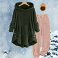 thumbnail image 2 of Kaemgyyd Women's Fuzzy Fleece Sets Sherpa Lined Long Sweatshirt Warm Hooded Pullover Plush Pants Set 2 Piece Outfit Winter Sleepwear, 2 of 6